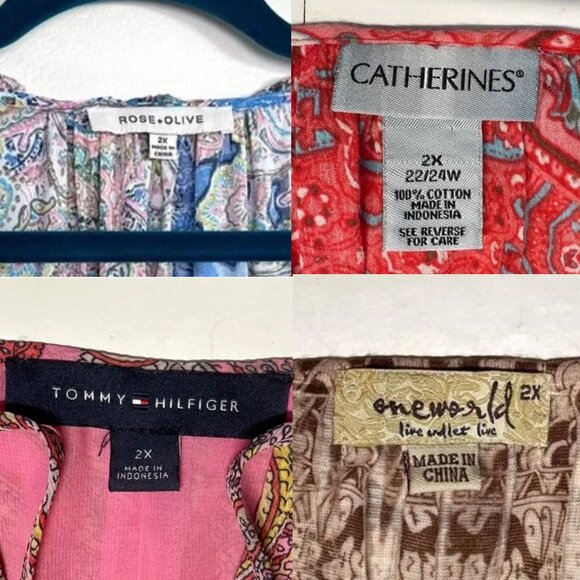 Paisley Collection Lot of 4 Various Brands 2X Blouse Tops Career Boho Colorful - Picture 2 of 12
